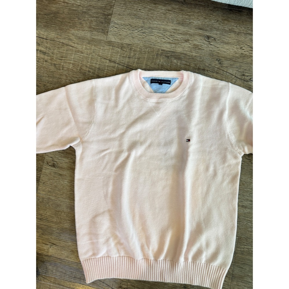 Tommy Hilfiger Mens Large Light Pink Crewneck Sweater Long Sleeve Flag Logo L - Picture 2 of 4